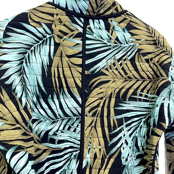 H&M - Tropical Black & Green Quilted Tie Waist Open Long Sleeve Cardigan Size 6 - Picture 10 of 10